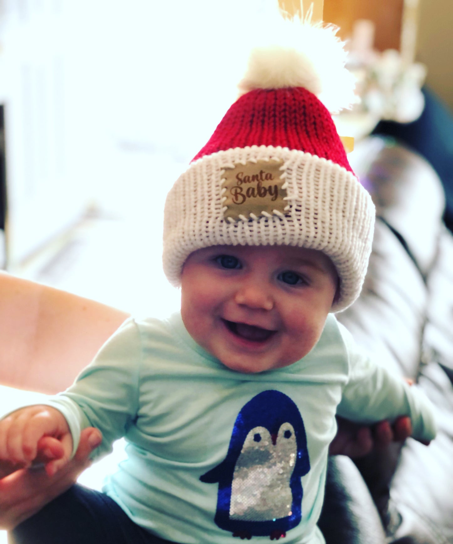 Handmade Santa Baby Knit Beanie with Pom for Babies & Toddlers