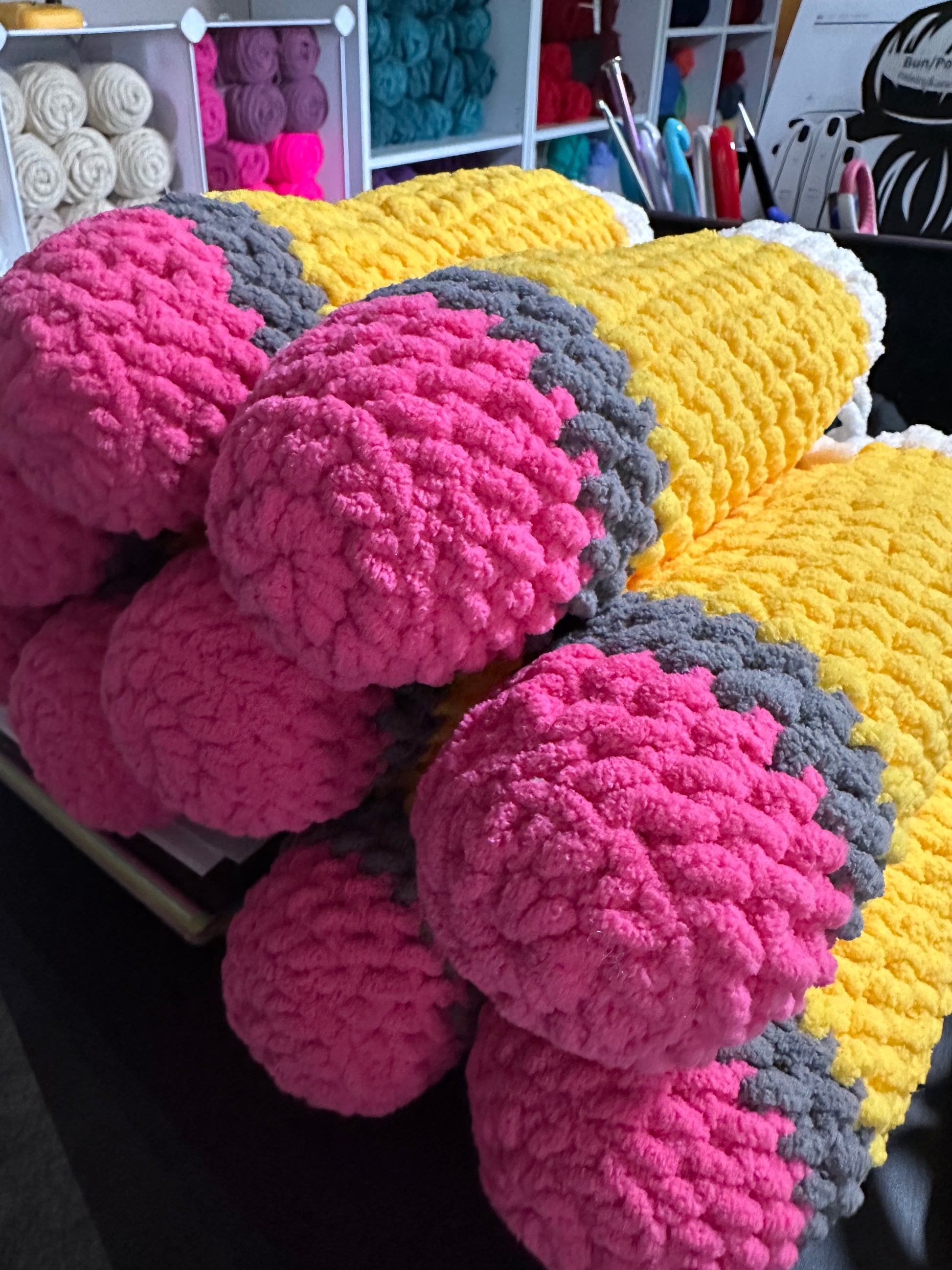 Colorful crochet pencils