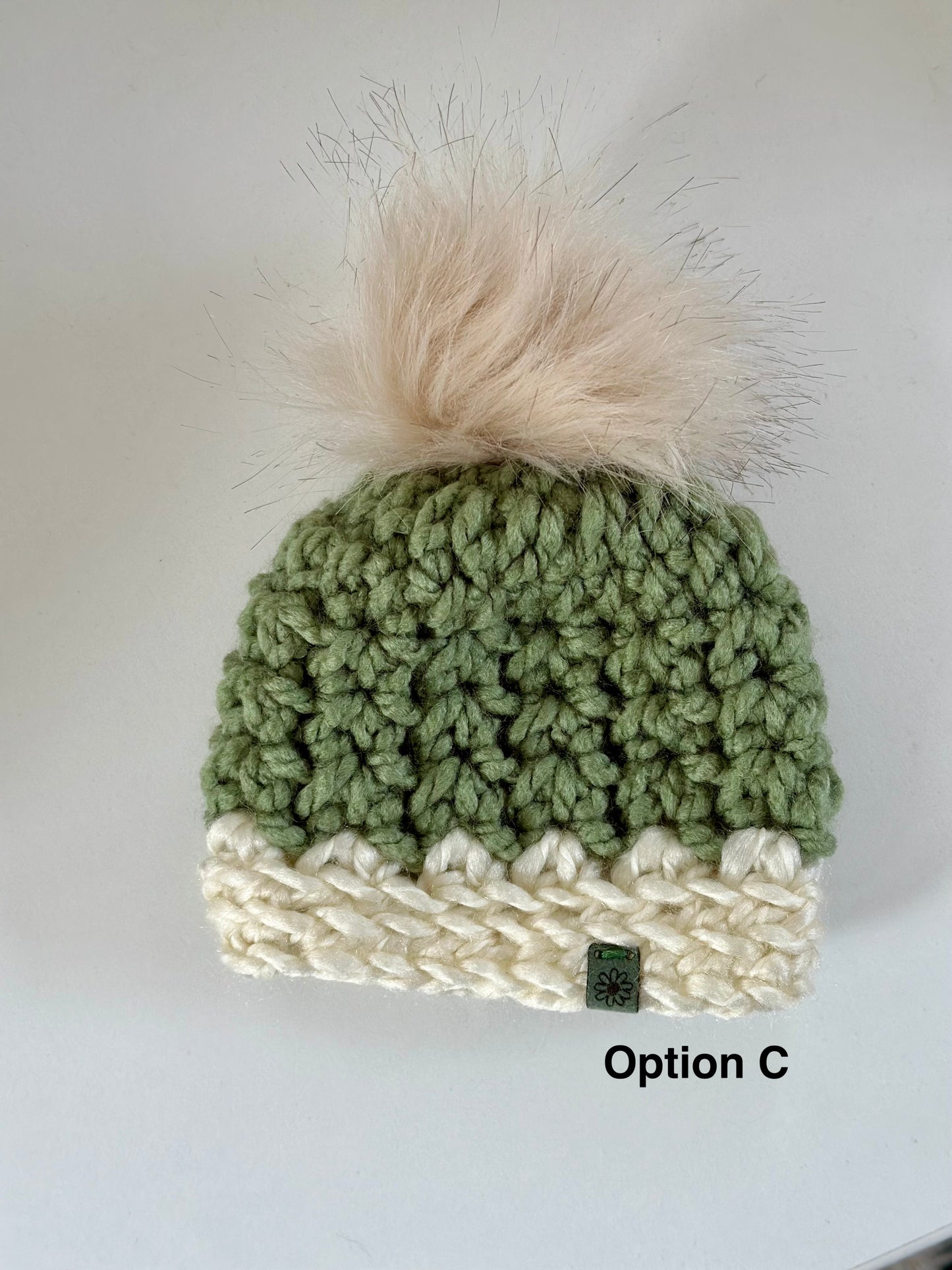 Handmade Doll Beanie with Faux Fur Pom | Crochet Winter Hat for Dolls