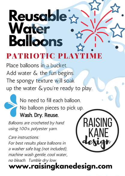Reusable Crochet Water Balloons - Patriotic Playtime