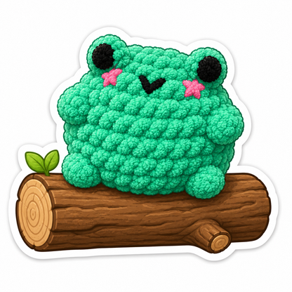 Crochet Plush Sticker Collection – Frog & Whale & Duck Vinyl Stickers
