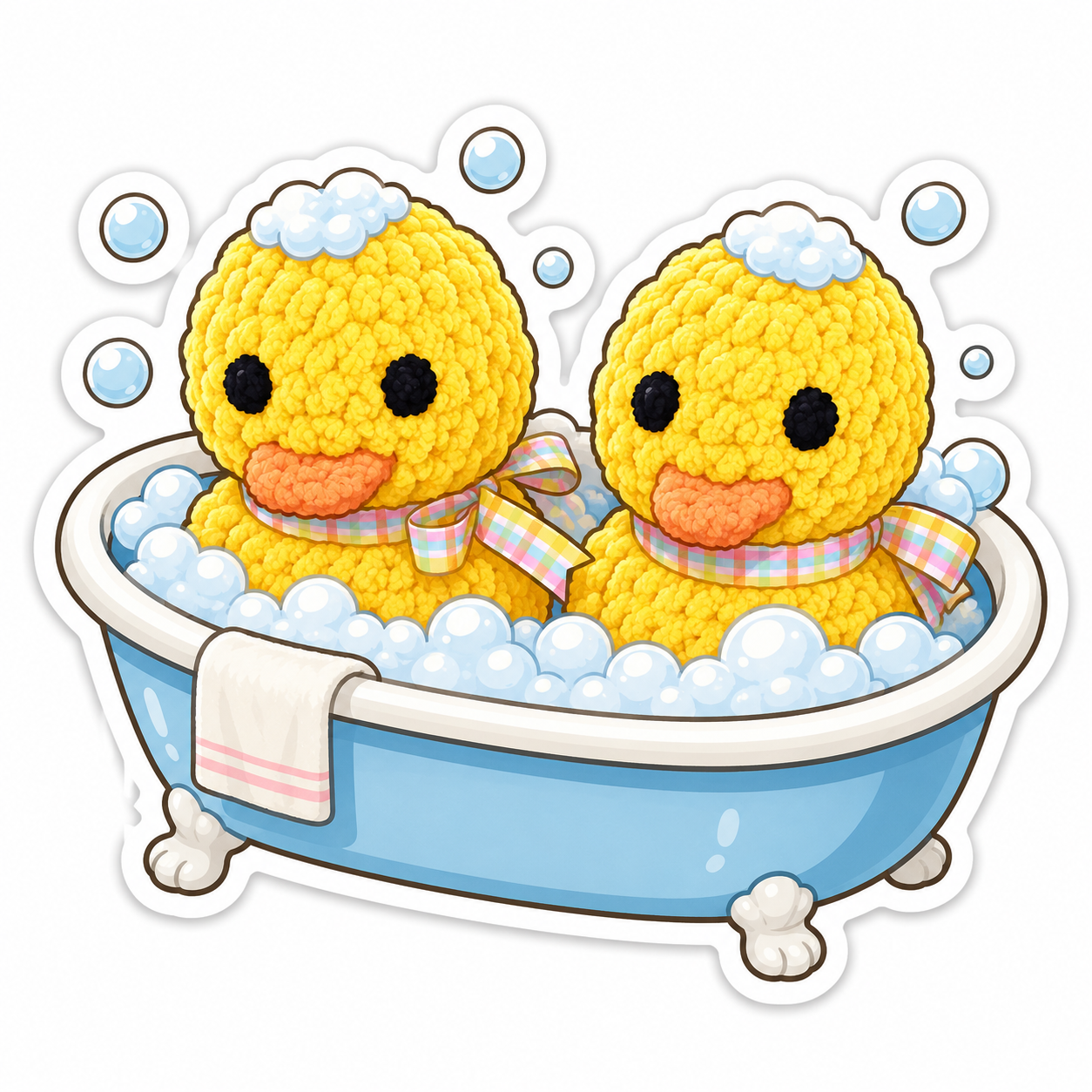 Crochet Plush Sticker Collection – Frog & Whale & Duck Vinyl Stickers