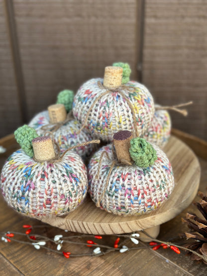 Handmade Knit Pumpkin – Small fall decor with Wine Cork Stem