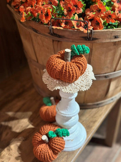 small orange segmented knit pumpkin