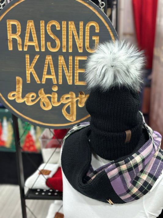 Knit Beanie with Pom AND Infinity Scarf