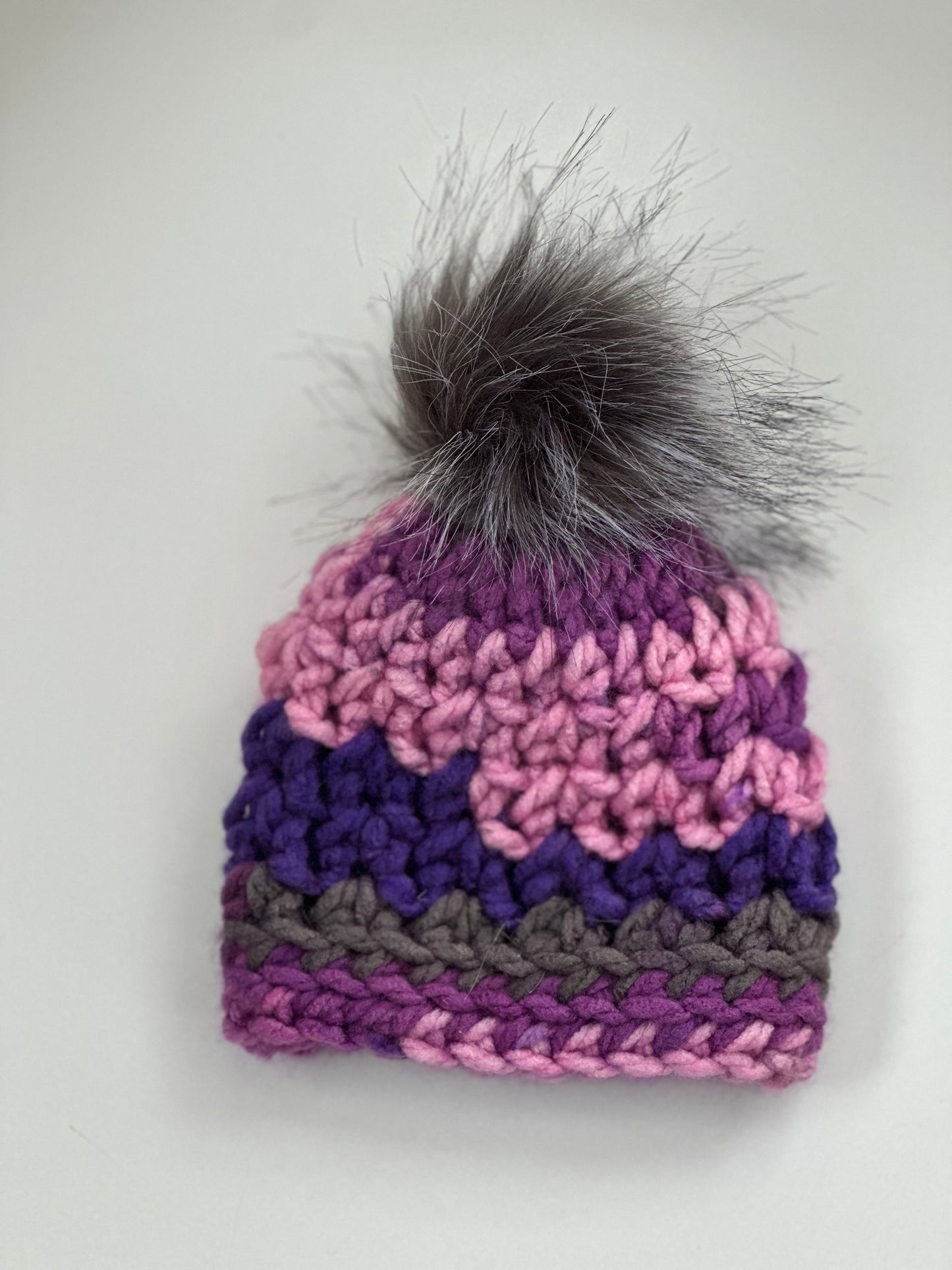 Handmade Doll Beanie with Faux Fur Pom | Crochet Winter Hat for Dolls