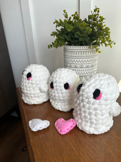 Will You BOO Mine? Handmade Ghost Plush – Spooky Cute Valentine’s Day Gift – Mini Stuffed Ghost Stuffy – Hey Boo Plushie
