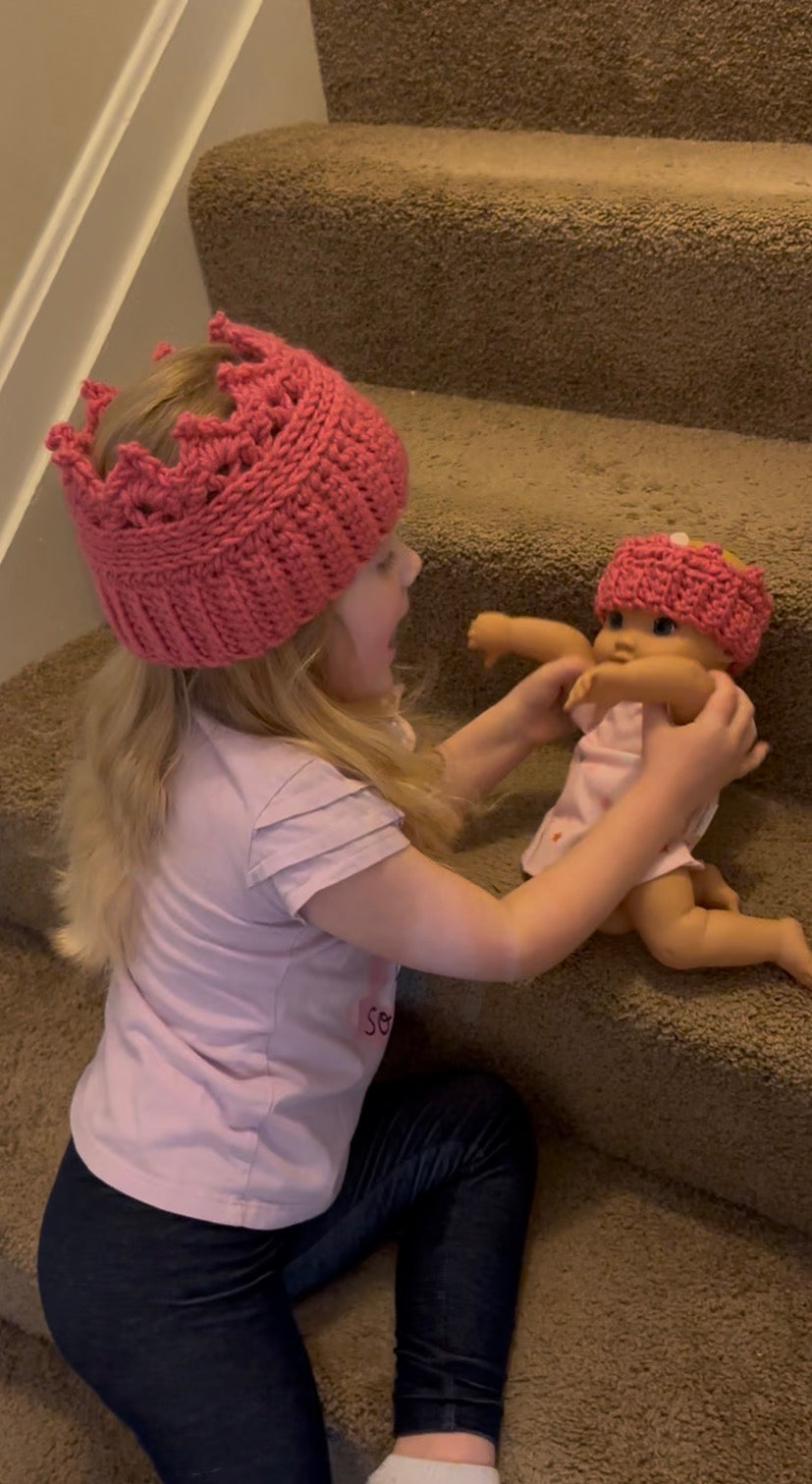 Handmade Crochet Crown Headband for Kids – Princess & Dress Up Crown – Fits Ages 4 and Up – Birthday & Pretend Play Accessory