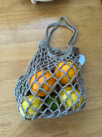 Crocheted Mini Market Bag | Reusable Cotton Mesh Tote | Beach, Farmers Market &amp; Everyday Carry