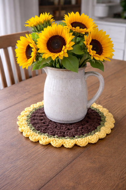 Sunflower Crochet Wash Cloth & Trivet – Handmade Kitchen Essential