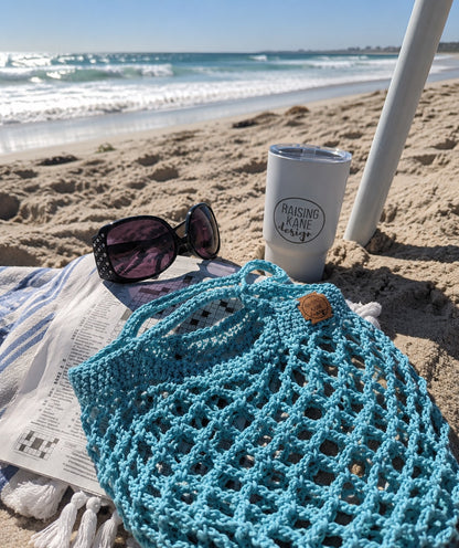 Crocheted Mini Market Bag | Reusable Cotton Mesh Tote | Beach, Farmers Market &amp; Everyday Carry