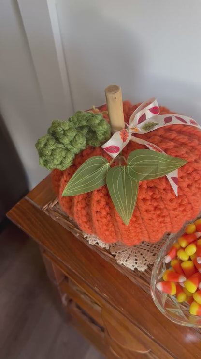 Handmade Crocheted Wool Pumpkin | Fall Farmhouse Decor | Autumn Table Centerpiece