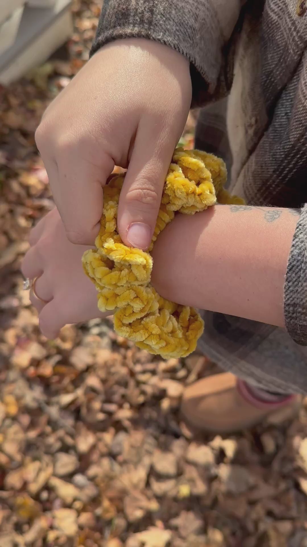 velvet scrunchie, sensory scrunchie, satisfying velvety touch