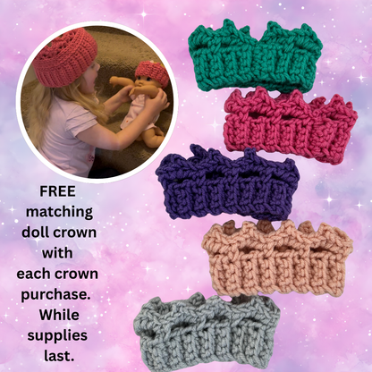 Handmade Crochet Crown Headband for Kids – Princess & Dress Up Crown – Fits Ages 4 and Up – Birthday & Pretend Play Accessory